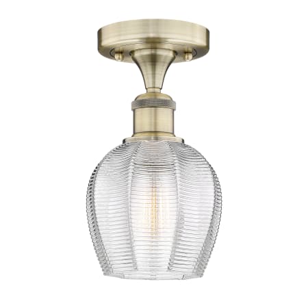 Innovations Lighting Norfolk 6" Wide Semi-flush Ceiling Fixture Antique Brass / Clear