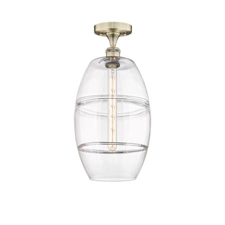 Innovations Lighting Vaz 10" Wide Semi-Flush Ceiling Fixture Antique Brass / Clear