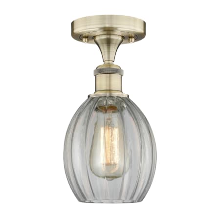 Innovations Lighting Eaton 6" Wide Semi-Flush Ceiling Fixture Antique Brass / Clear