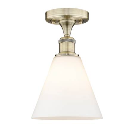 Innovations Lighting Berkshire 8" Wide Semi-Flush Ceiling Fixture Antique Brass / Matte White