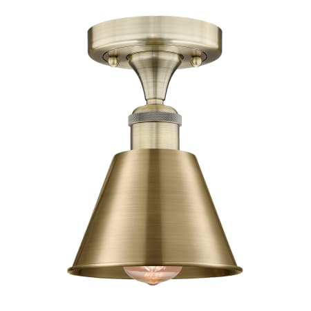 Innovations Lighting Smithfield 7" Wide Semi-Flush Ceiling Fixture Antique Brass