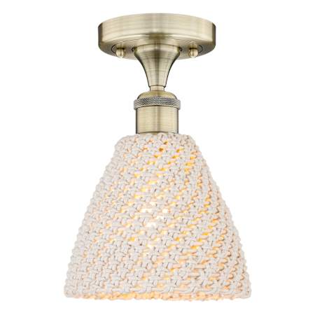 Innovations Lighting Bristol Natural 8" Wide Semi-Flush Ceiling Fixture Antique Brass / Natural