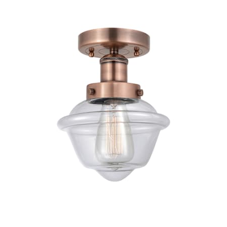 Innovations Lighting Oxford 7" Wide Semi-flush Ceiling Fixture Antique Copper / Clear