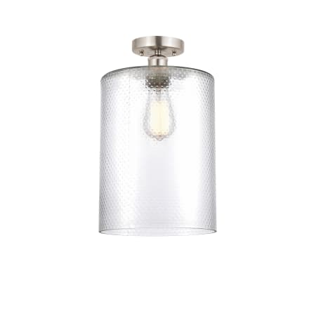 Innovations Lighting Cobbleskill 9" Wide Semi-Flush Ceiling Fixture Brushed Satin Nickel / Clear