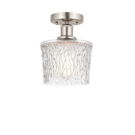 Innovations Lighting Niagra 7" Wide Semi-Flush Drum Ceiling Fixture Brushed Satin Nickel / Clear