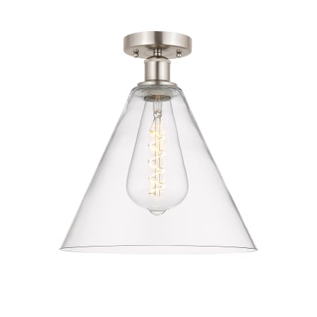 Innovations Lighting Berkshire 12" Wide Semi-Flush Ceiling Fixture Brushed Satin Nickel / Clear