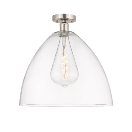 Innovations Lighting Bristol 16" Wide Semi-Flush Ceiling Fixture Brushed Satin Nickel / Clear