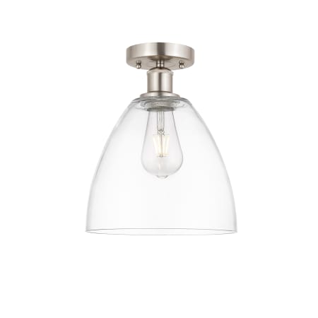 Innovations Lighting Bristol 9" Wide Semi-Flush Ceiling Fixture Brushed Satin Nickel / Clear