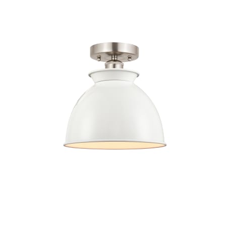 Innovations Lighting Adirondack 9" Wide Semi-Flush Ceiling Fixture Brushed Satin Nickel / Glossy White
