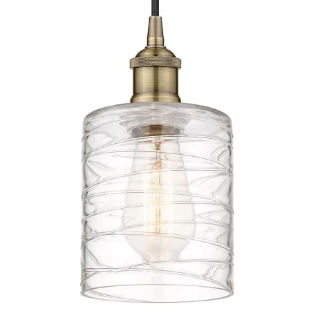 Innovations Lighting Cobbleskill 5" Wide Mini Pendant Antique Brass / Deco Swirl