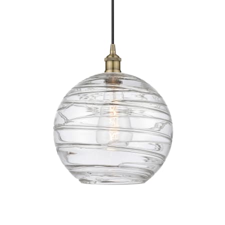 Innovations Lighting Athens 12" Wide Pendant Antique Brass / Clear Deco Swirl