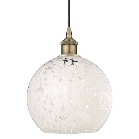Innovations Lighting White Mouchette 10" Wide Cord-Hung Mini Pendant Antique Brass