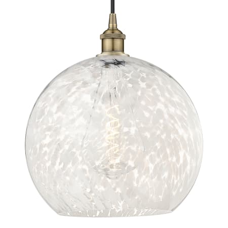 Innovations Lighting White Mouchette 14" Wide Cord-Hung Pendant Antique Brass