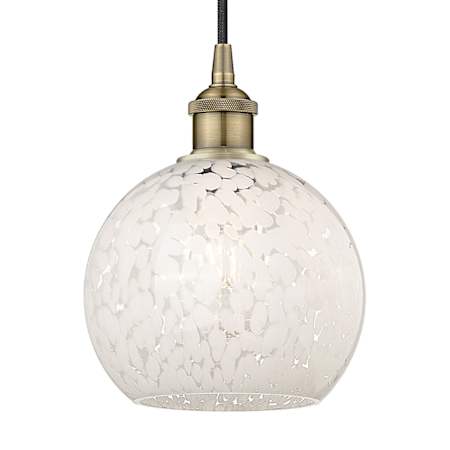 Innovations Lighting White Mouchette 8" Wide Cord-Hung Mini Pendant Antique Brass