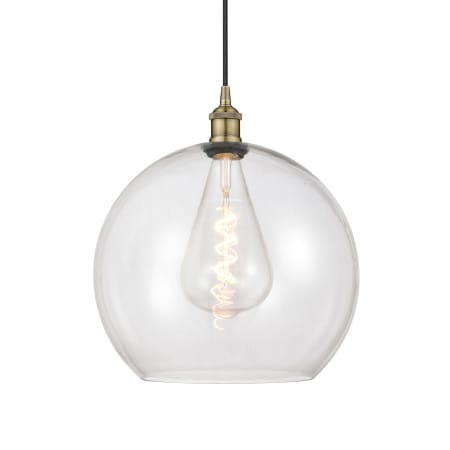 Innovations Lighting Athens 14" Wide Pendant Antique Brass / Clear