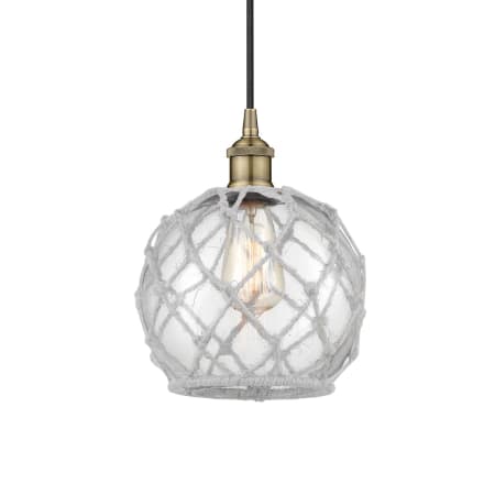 Innovations Lighting Edison 8" Wide Mini Pendant Antique Brass / Clear / White