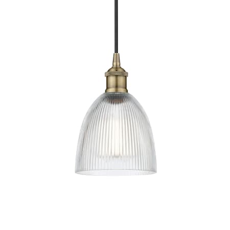 Innovations Lighting Castile 6" Wide Mini Pendant Antique Brass / Clear