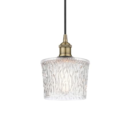 Innovations Lighting Niagra 7" Wide Mini Pendant Antique Brass / Clear