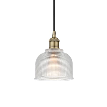 Innovations Lighting Dayton 6" Wide Mini Pendant Antique Brass / Clear