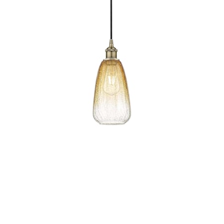 Innovations Lighting Brookhaven Almond 6" Wide Mini Pendant Antique Brass / Amber