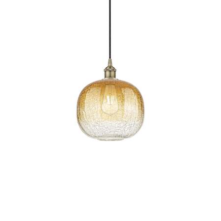 Innovations Lighting Brookhaven Sphere 11" Wide Mini Pendant Antique Brass / Amber