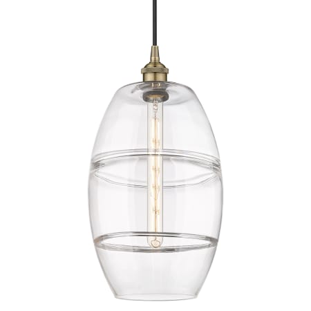 Innovations Lighting Vaz 10" Wide Cord-Hung Mini Pendant Antique Brass / Clear