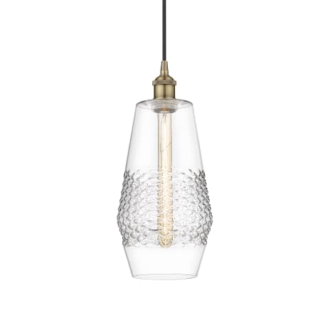 Innovations Lighting Windham 7" Wide Mini Pendant Antique Brass / Clear