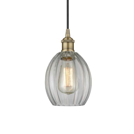 Innovations Lighting Eaton 6" Wide Mini Pendant Antique Brass / Clear