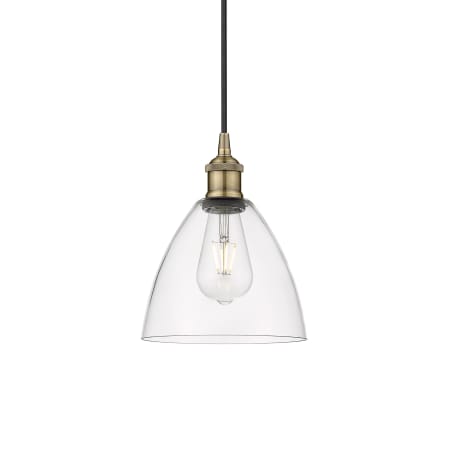 Innovations Lighting Edison 8" Wide Mini Pendant Antique Brass / Clear