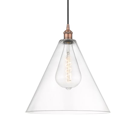 Innovations Lighting Edison Cone 16" Wide Pendant Antique Copper / Clear