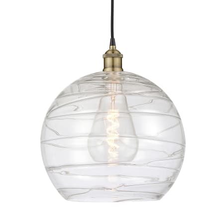 Innovations Lighting Athens 14" Wide Pendant Black Antique Brass / Clear Deco Swirl