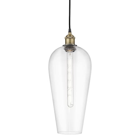 Innovations Lighting Chelsea 8" Wide Mini Pendant Black Antique Brass / Clear