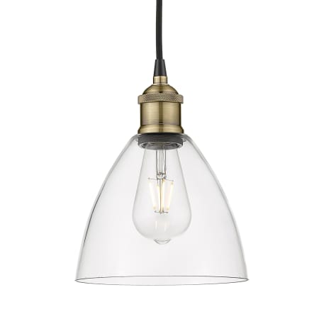 Innovations Lighting Edison Dome 8" Wide Mini Pendant Black Antique Brass / Clear