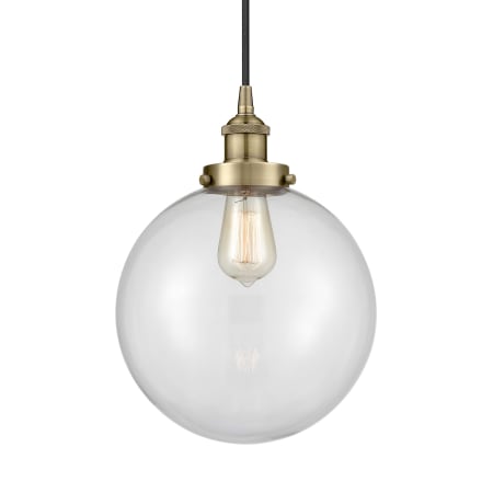 Innovations Lighting Beacon 10" Wide Pendant Antique Brass / Clear