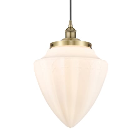 Innovations Lighting Bullet 12" Wide Pendant Antique Brass / Matte White