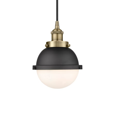 Innovations Lighting Hampden 7" Wide Mini Pendant Antique Brass / Matte White