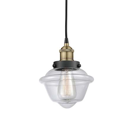 Innovations Lighting Oxford 7" Wide Mini Pendant Black Antique Brass / Clear