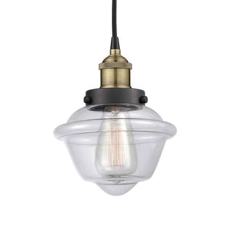 Innovations Lighting Oxford 7" Wide Mini Pendant Black Antique Brass / Clear