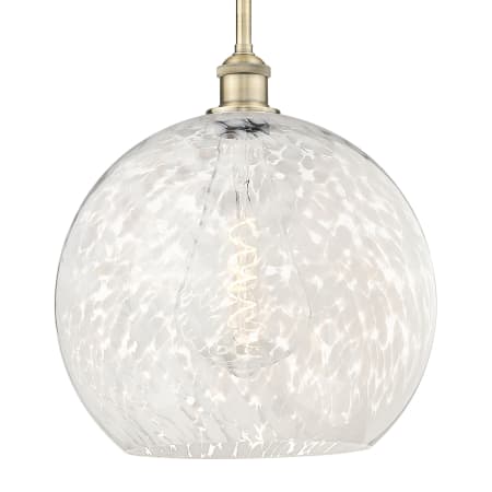 Innovations Lighting White Mouchette 14" Wide Pendant Antique Brass
