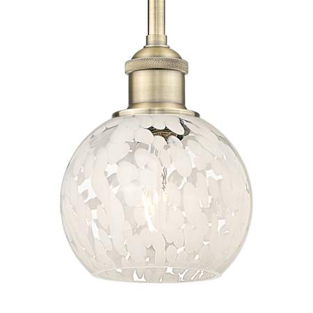 Innovations Lighting White Mouchette 6" Wide Mini Pendant Antique Brass