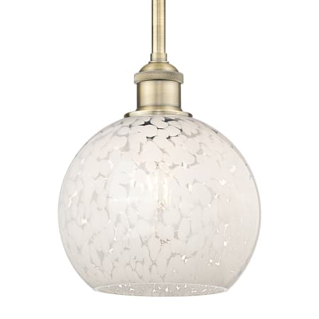 Innovations Lighting White Mouchette 8" Wide Mini Pendant Antique Brass