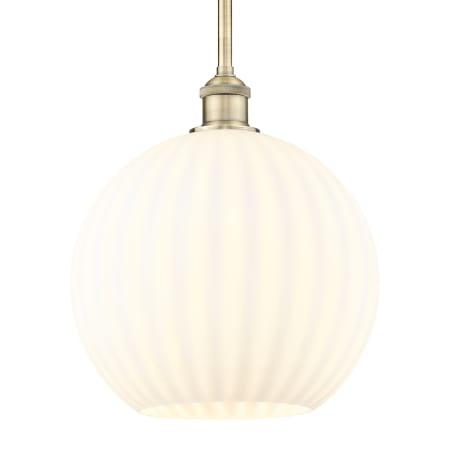 Innovations Lighting White Venetian 12" Wide Pendant Antique Brass