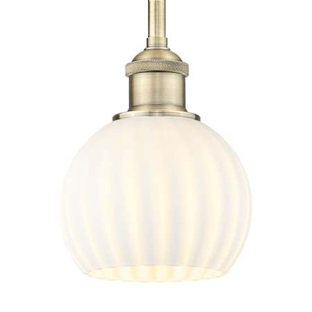 Innovations Lighting White Venetian 6" Wide Mini Pendant Antique Brass