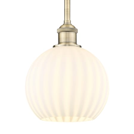 Innovations Lighting White Venetian 8" Wide Mini Pendant Antique Brass