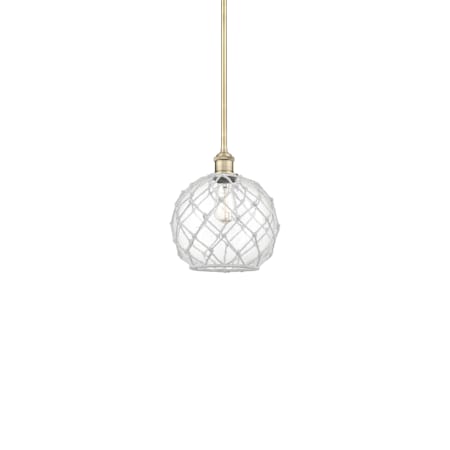 Innovations Lighting Farmhouse Rope 10" Wide Mini Pendant Antique Brass / Clear Glass with White Rope