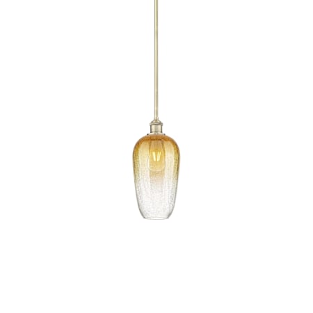 Innovations Lighting Brookhaven Flute 7" Wide Mini Pendant Antique Brass / Amber