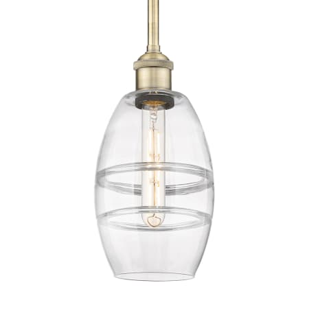 Innovations Lighting Vaz 6" Wide Mini Pendant Antique Brass / Clear