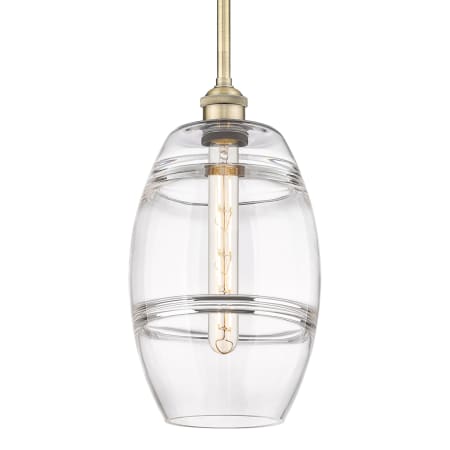 Innovations Lighting Vaz 8" Wide Mini Pendant Antique Brass / Clear