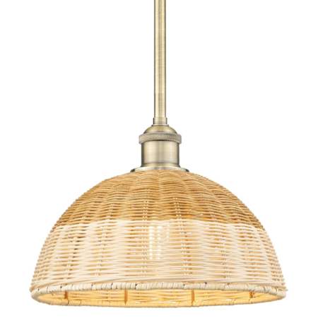 Innovations Lighting Bristol Natural II 12" Wide Pendant Antique Brass / Natural