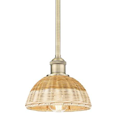 Innovations Lighting Bristol Natural II 8" Wide Mini Pendant Antique Brass / Natural